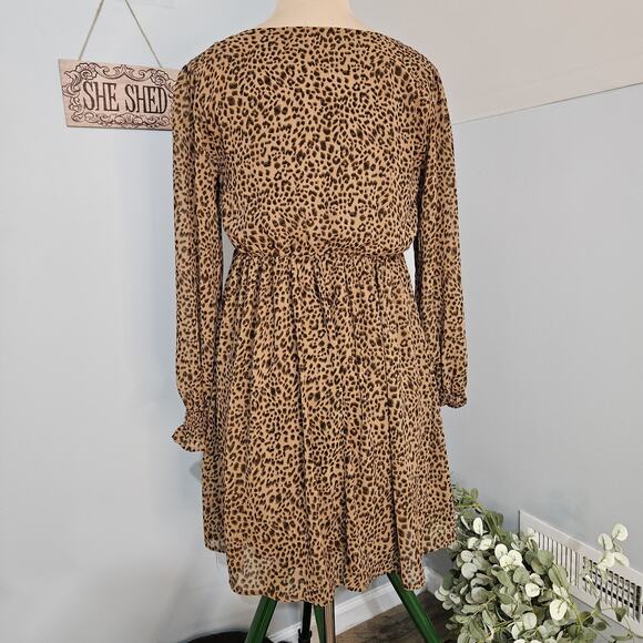 New Kori America Dress Womens Leopard Print Small NWT Cheetah Animal Midi Relax - Picture 3 of 16